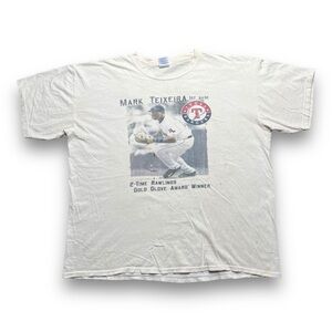 Vintage 00s Mark Teixeira Texas Rangers Gold Glove Winner Tee Size XL Gildan obo